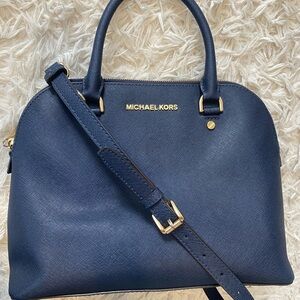 Michael Kors Navy Blue Coated Leather Handbag
